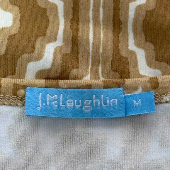 J. McLaughlin Womens Top Catalina Cloth Beige White Geometric 3/4 Sleeve Size M - Picture 4 of 8